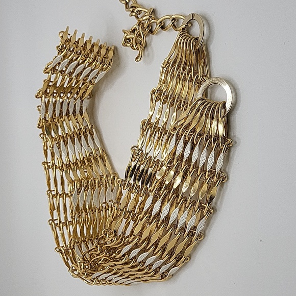 Vintage Wide1.25" Gold Tone & White Enamel Women's Belt - Picture 15 of 16